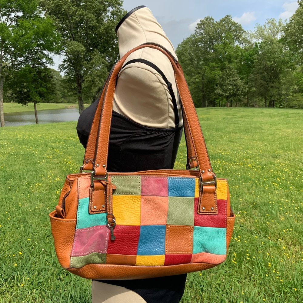 Fossil Multicolor Patchwork Leather Shoulder Bag … - image 1